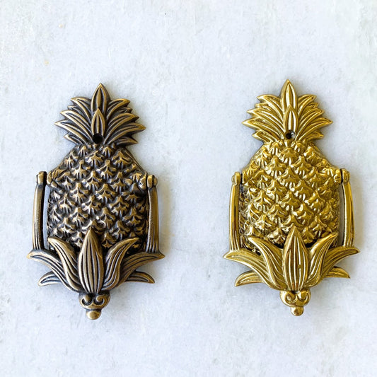 Brass Pineapple Door Knocker in antique and brass by Ocean Luxe